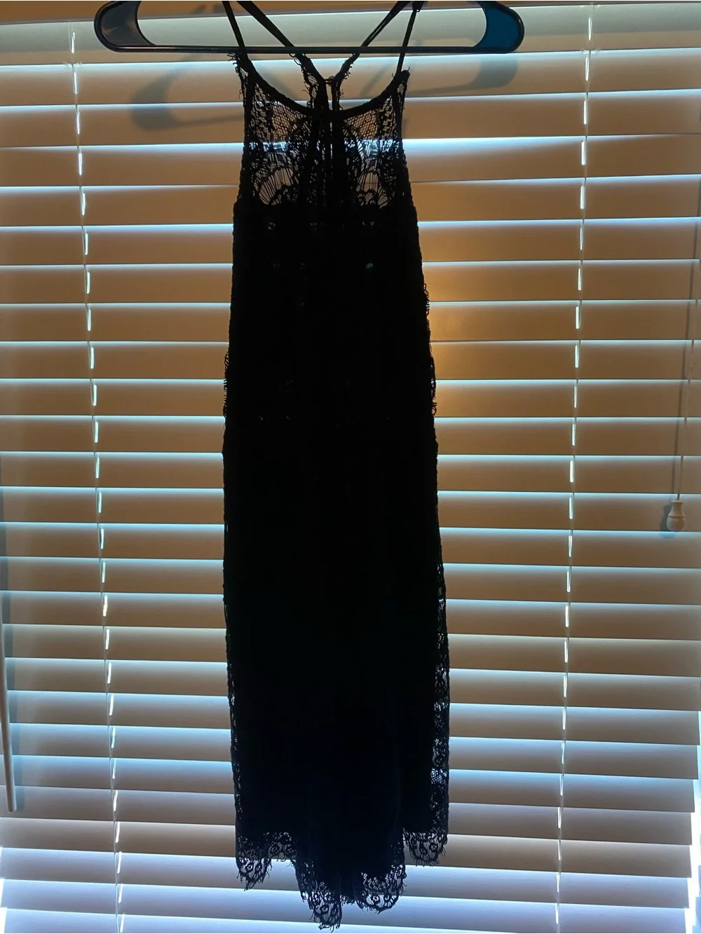 Free People Black Lace-Trim Mini Dress